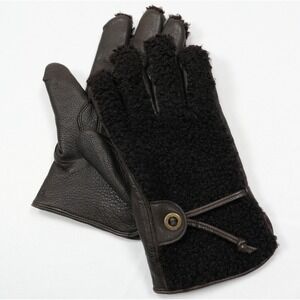 Steven Alan Grizzly Brown Leather Deerskin / Lamb Fur Fleece Lined Gloves /Small